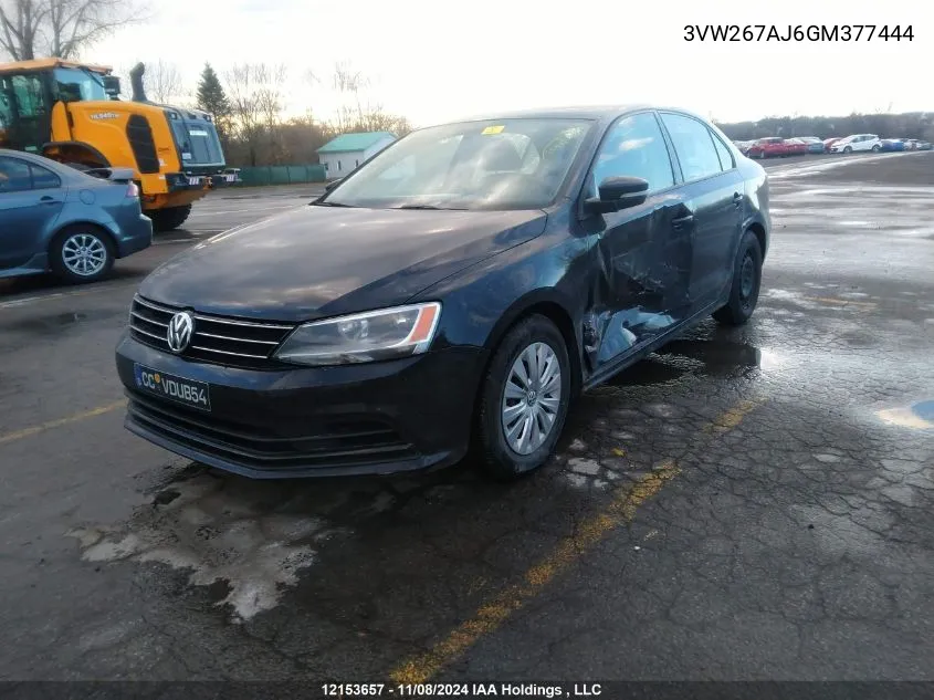 2016 Volkswagen Jetta Sedan VIN: 3VW267AJ6GM377444 Lot: 12153657