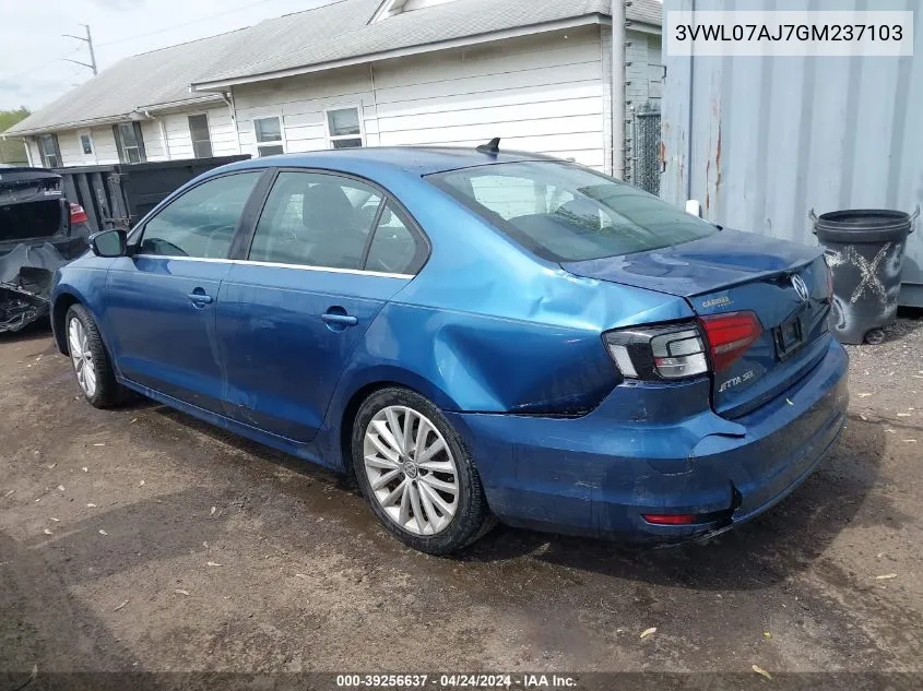 2016 Volkswagen Jetta 1.8T Sel VIN: 3VWL07AJ7GM237103 Lot: 39256637