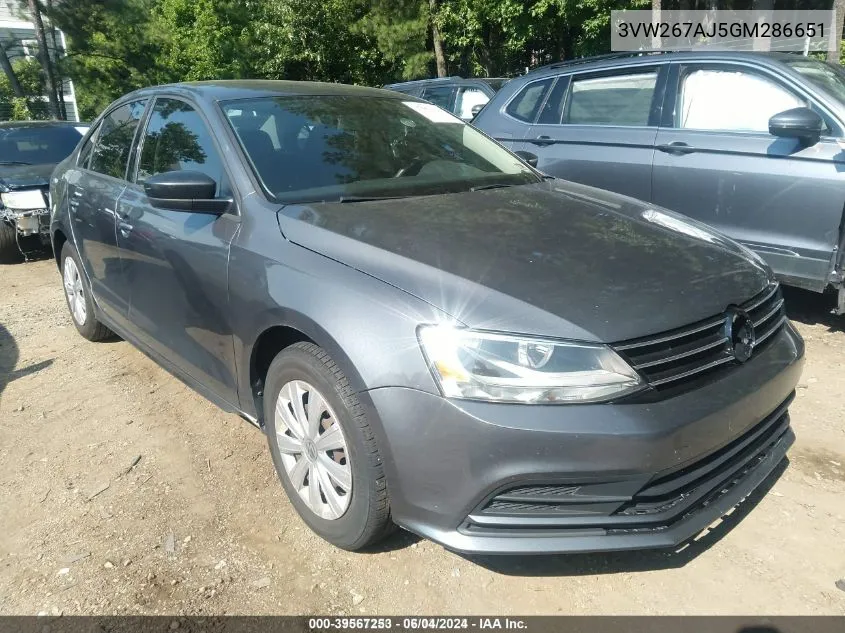 2016 Volkswagen Jetta 1.4T S VIN: 3VW267AJ5GM286651 Lot: 39567253