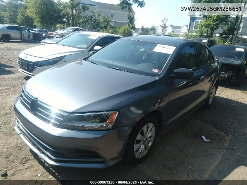 2016 Volkswagen Jetta 1.4T S VIN: 3VW267AJ5GM286651 Lot: 39567253