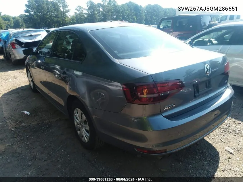 3VW267AJ5GM286651 2016 Volkswagen Jetta 1.4T S