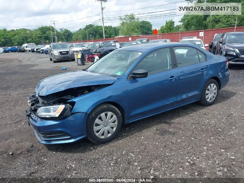 3VW267AJ8GM417183 2016 Volkswagen Jetta 1.4T S