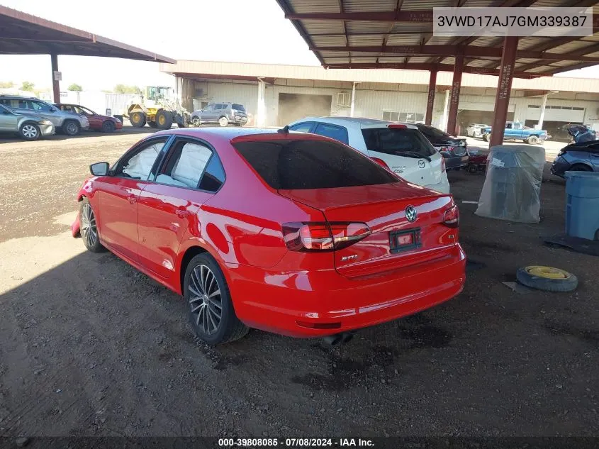 3VWD17AJ7GM339387 2016 Volkswagen Jetta 1.8T Sport