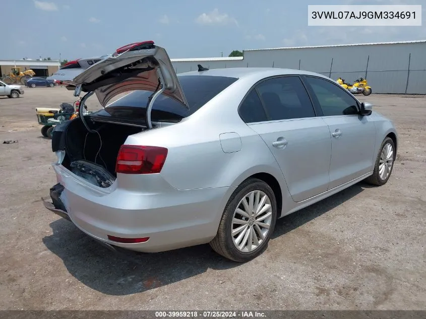 3VWL07AJ9GM334691 2016 Volkswagen Jetta 1.8T Sel