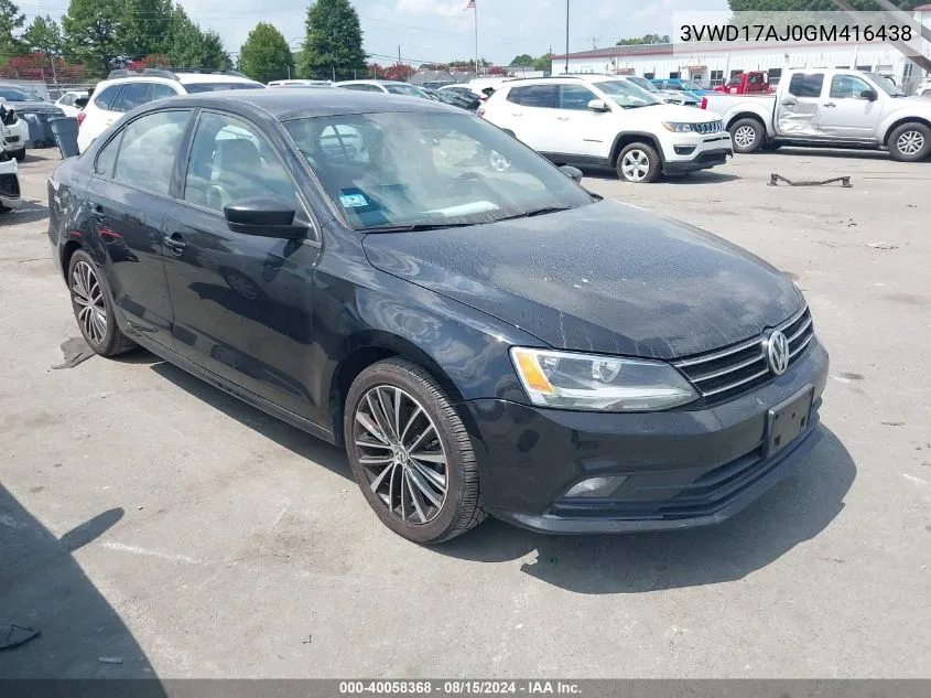 2016 Volkswagen Jetta 1.8T Sport VIN: 3VWD17AJ0GM416438 Lot: 40058368