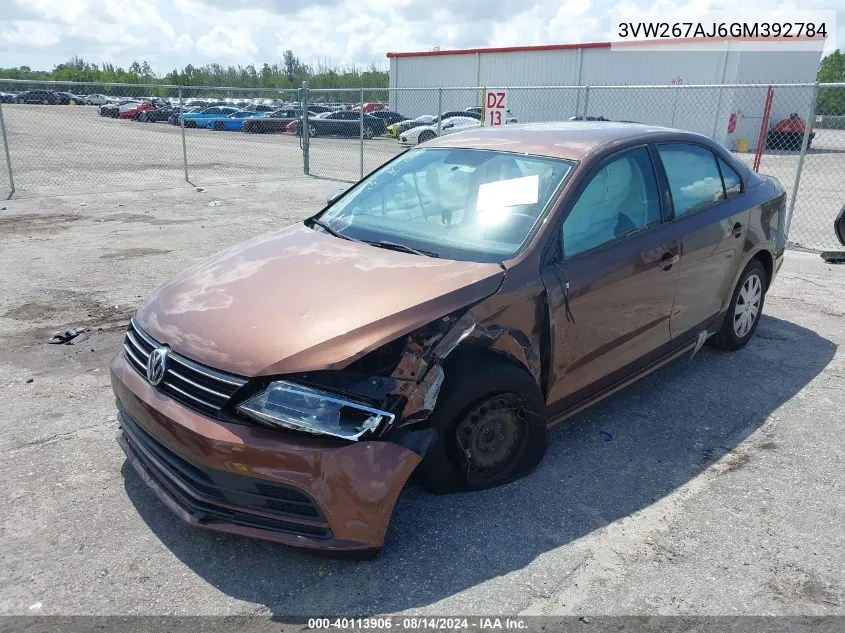 2016 Volkswagen Jetta 1.4T S VIN: 3VW267AJ6GM392784 Lot: 40113906