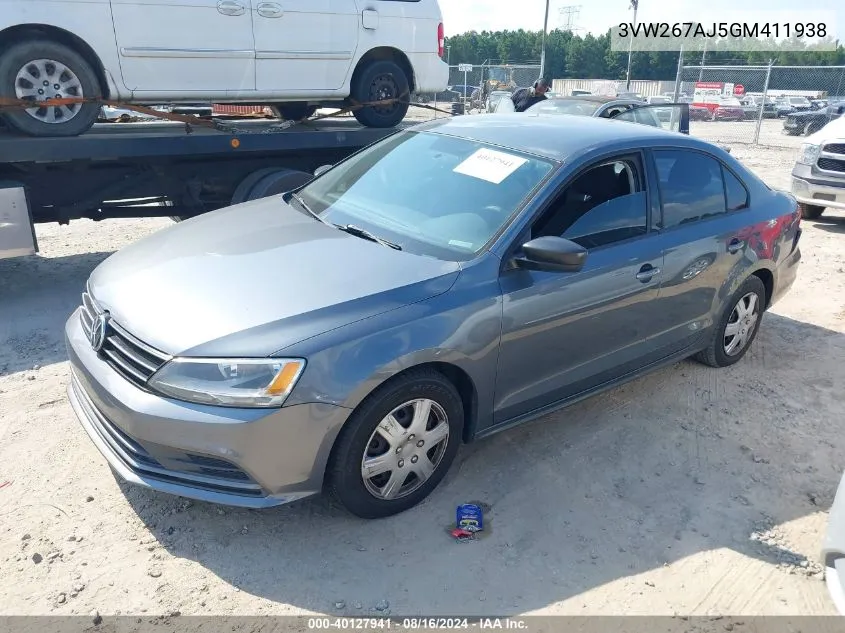 2016 Volkswagen Jetta 1.4T S VIN: 3VW267AJ5GM411938 Lot: 40127941