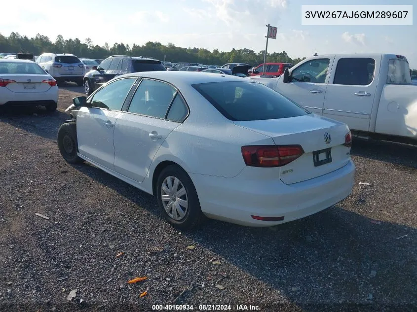 3VW267AJ6GM289607 2016 Volkswagen Jetta S