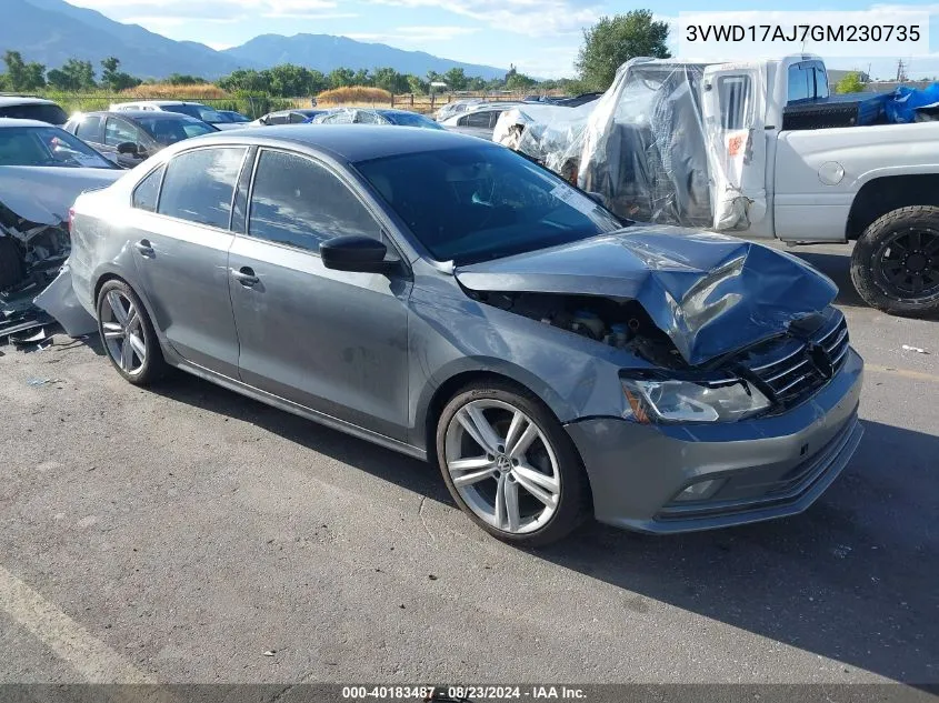 2016 Volkswagen Jetta 1.8T Sport VIN: 3VWD17AJ7GM230735 Lot: 40183487