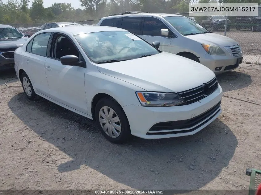 2016 Volkswagen Jetta 1.4T S VIN: 3VW267AJ0GM415217 Lot: 40185575