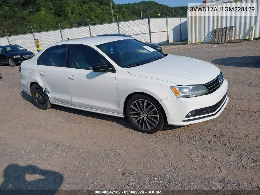 2016 Volkswagen Jetta Sport VIN: 3VWD17AJ1GM228429 Lot: 40242182