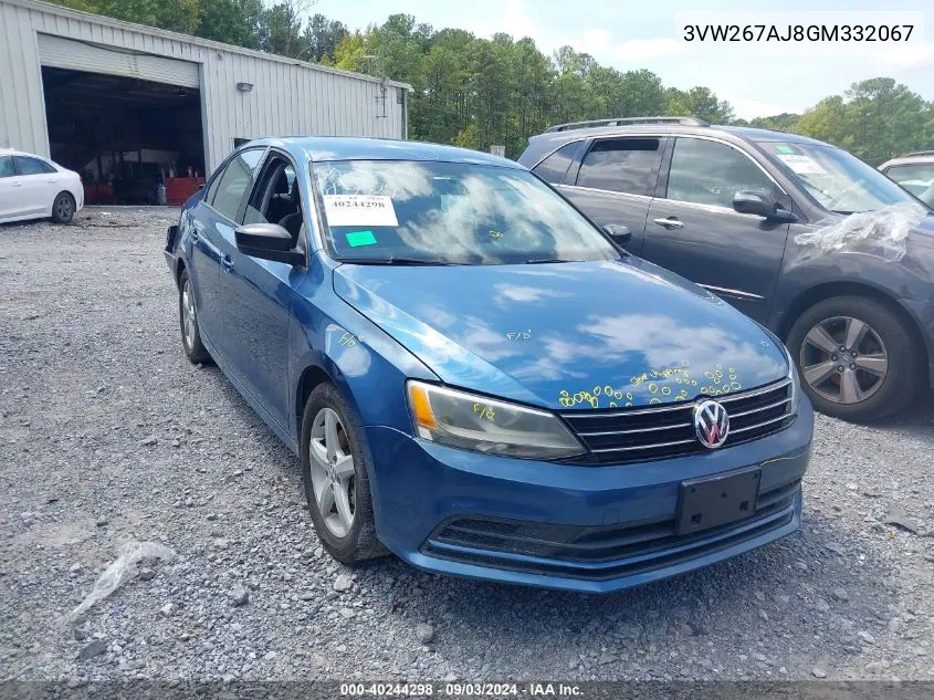 2016 Volkswagen Jetta 1.4T S VIN: 3VW267AJ8GM332067 Lot: 40244298