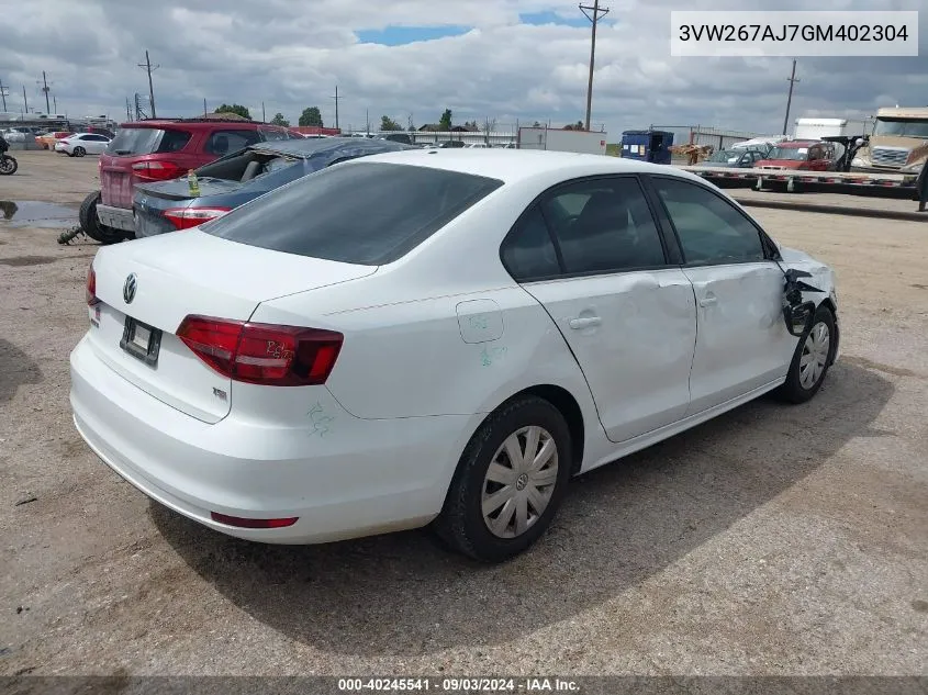 3VW267AJ7GM402304 2016 Volkswagen Jetta 1.4T S