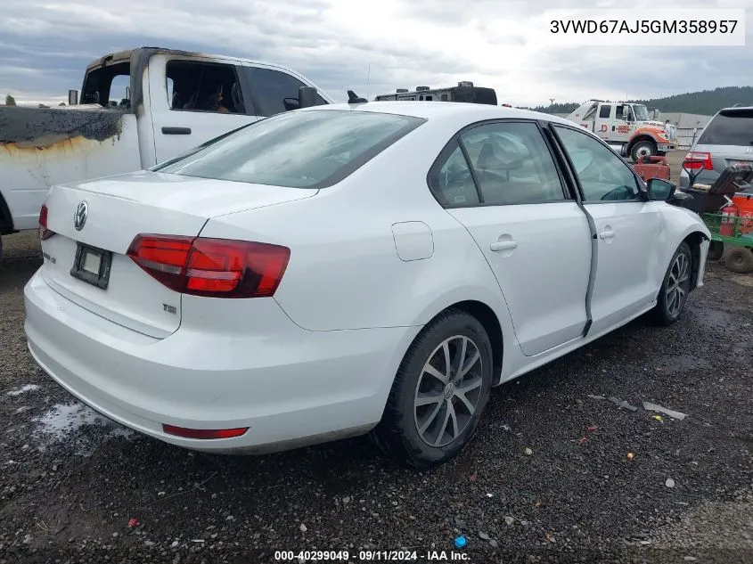 2016 Volkswagen Jetta 1.4T Se VIN: 3VWD67AJ5GM358957 Lot: 40299049