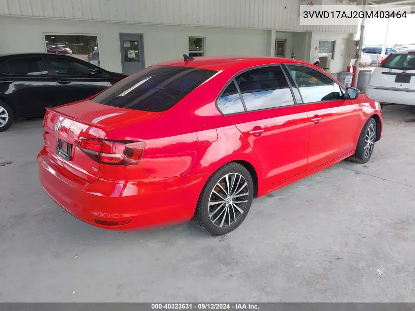 3VWD17AJ2GM403464 2016 Volkswagen Jetta Sedan 1.8T Sport