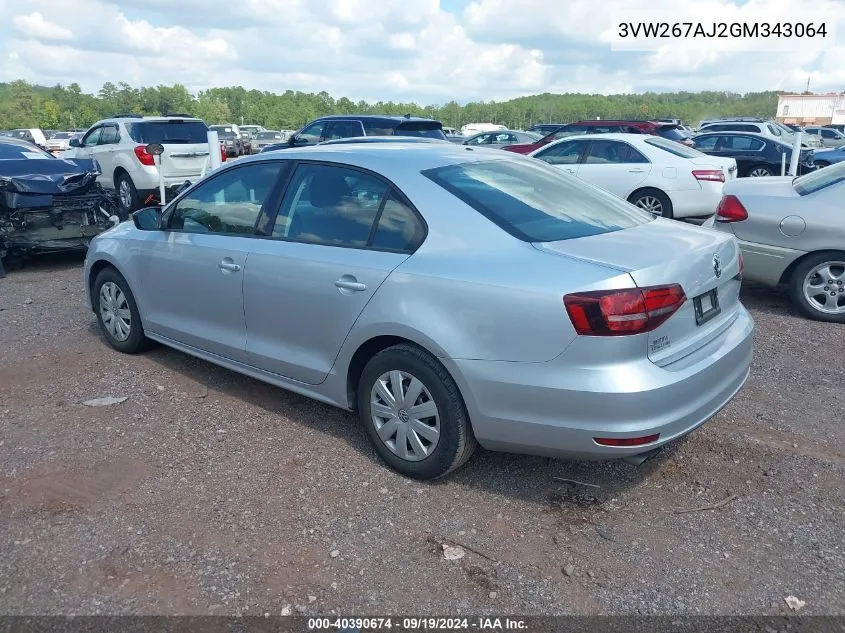 3VW267AJ2GM343064 2016 Volkswagen Jetta 1.4T S