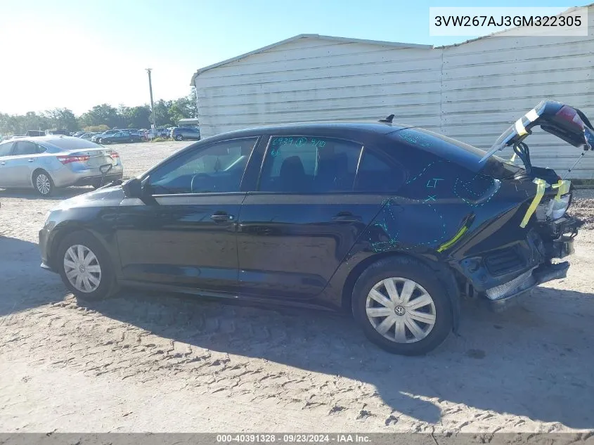 3VW267AJ3GM322305 2016 Volkswagen Jetta S