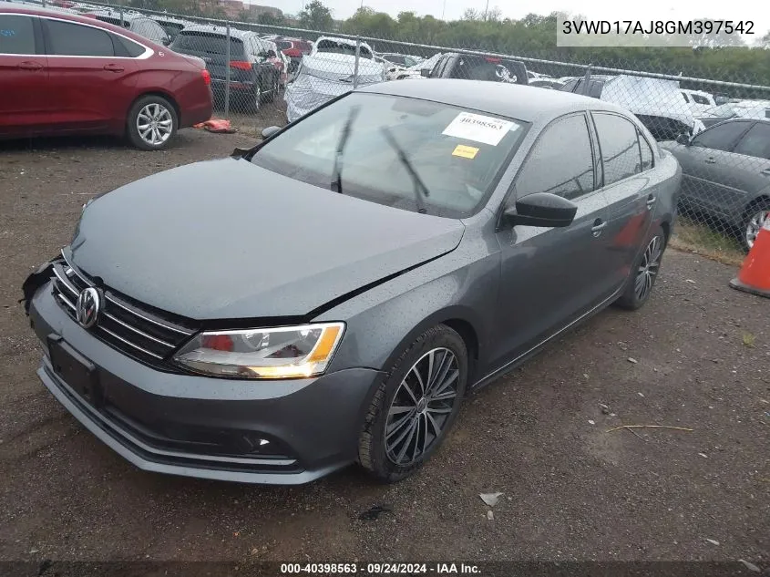 2016 Volkswagen Jetta 1.8T Sport VIN: 3VWD17AJ8GM397542 Lot: 40398563