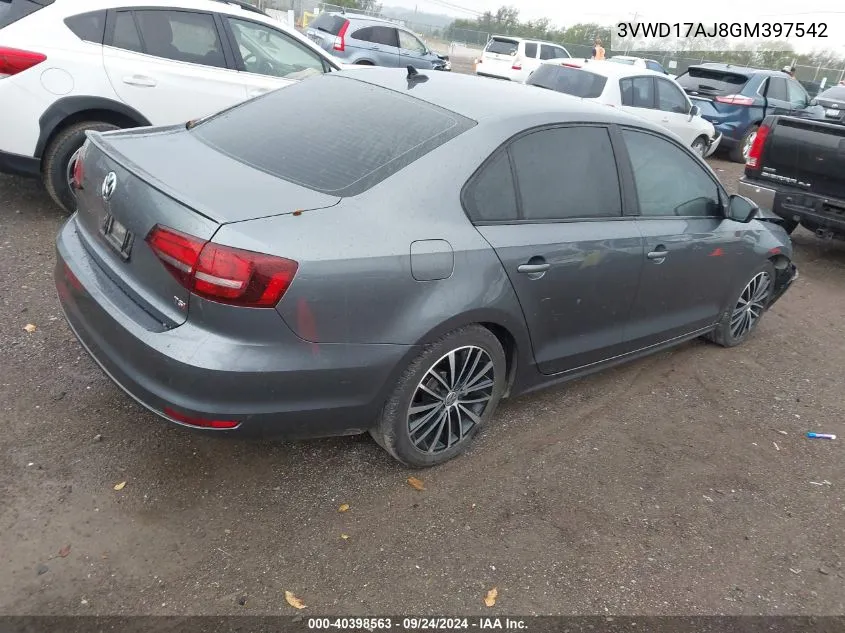 3VWD17AJ8GM397542 2016 Volkswagen Jetta 1.8T Sport