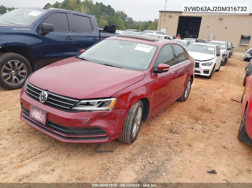 3VWD67AJ2GM316732 2016 Volkswagen Jetta 1.4T Se