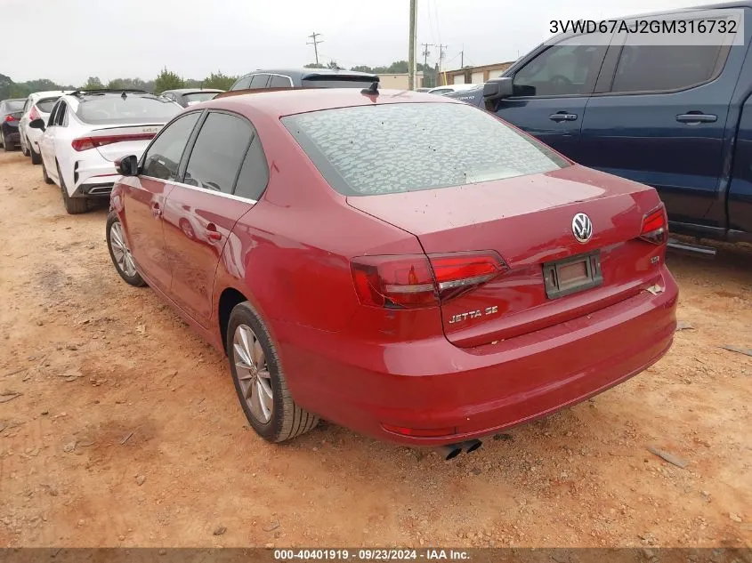 2016 Volkswagen Jetta 1.4T Se VIN: 3VWD67AJ2GM316732 Lot: 40401919