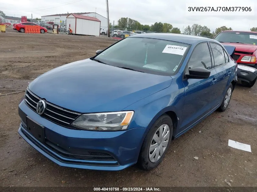 2016 Volkswagen Jetta 1.4T S VIN: 3VW267AJ7GM377906 Lot: 40410758