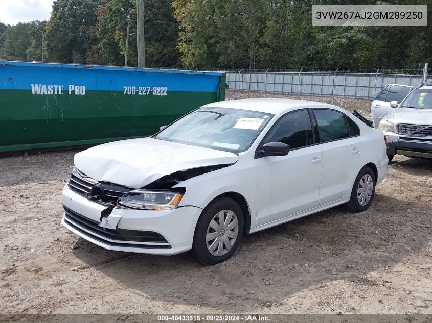 2016 Volkswagen Jetta 1.4T S VIN: 3VW267AJ2GM289250 Lot: 40433515