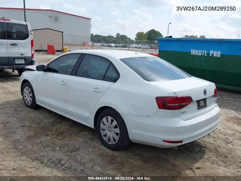 2016 Volkswagen Jetta 1.4T S VIN: 3VW267AJ2GM289250 Lot: 40433515