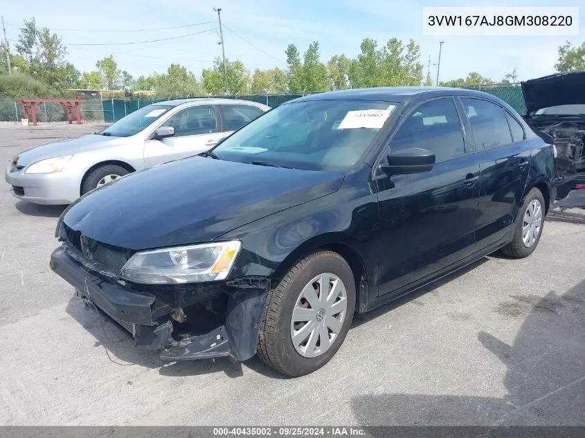 2016 Volkswagen Jetta 1.4T S VIN: 3VW167AJ8GM308220 Lot: 40435002