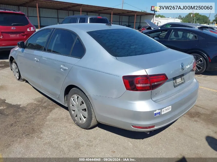 3VW267AJ0GM250060 2016 Volkswagen Jetta S