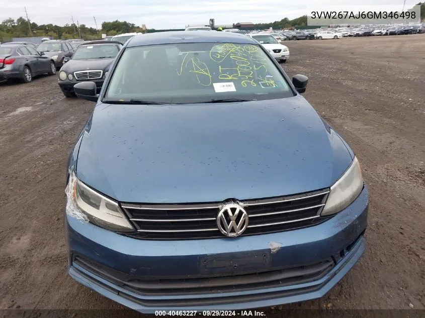 3VW267AJ6GM346498 2016 Volkswagen Jetta 1.4T S