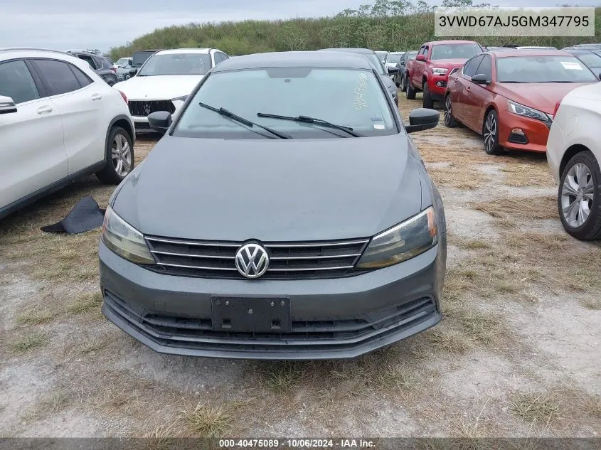 2016 Volkswagen Jetta Se VIN: 3VWD67AJ5GM347795 Lot: 40475089