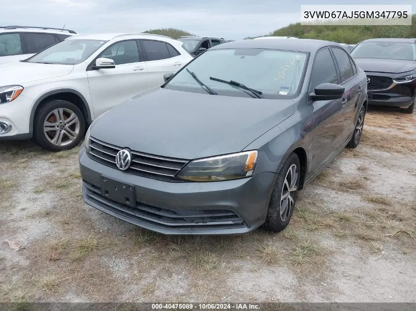 2016 Volkswagen Jetta Se VIN: 3VWD67AJ5GM347795 Lot: 40475089