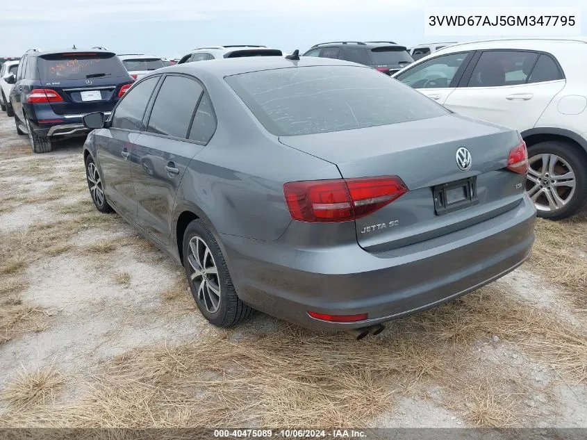 2016 Volkswagen Jetta Se VIN: 3VWD67AJ5GM347795 Lot: 40475089