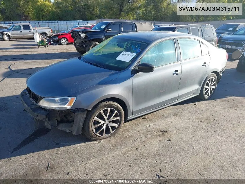 2016 Volkswagen Jetta Se VIN: 3VWD67AJ0GM315711 Lot: 40478824