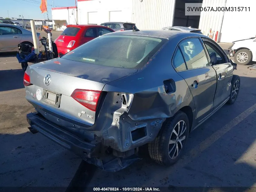 3VWD67AJ0GM315711 2016 Volkswagen Jetta Se