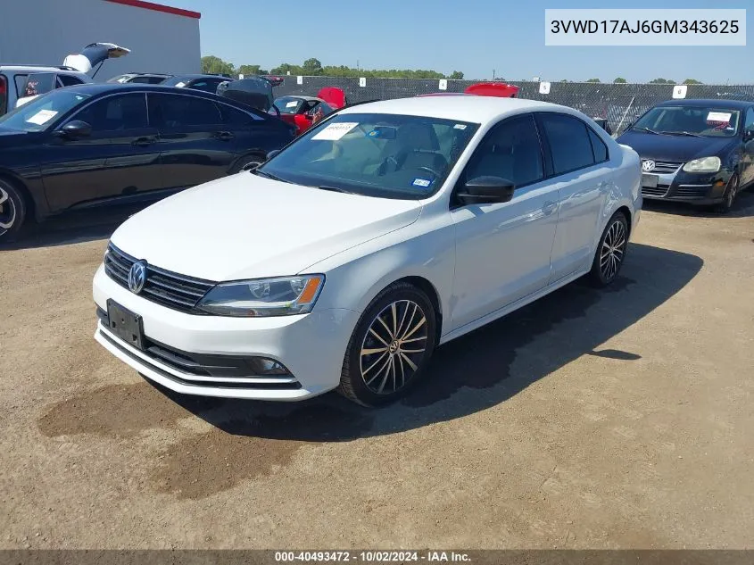 2016 Volkswagen Jetta 1.8T Sport VIN: 3VWD17AJ6GM343625 Lot: 40493472