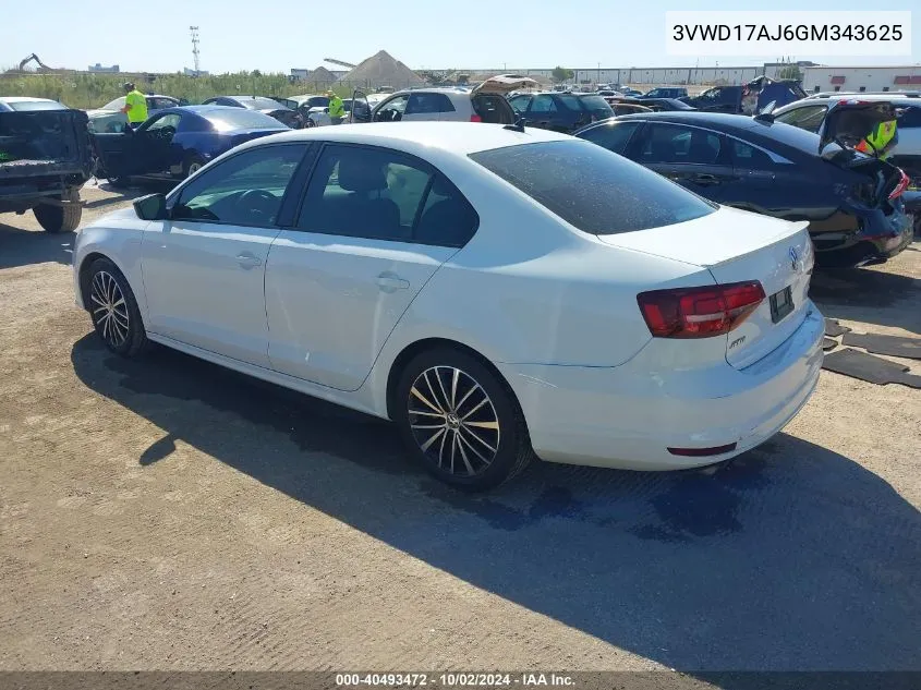 2016 Volkswagen Jetta 1.8T Sport VIN: 3VWD17AJ6GM343625 Lot: 40493472