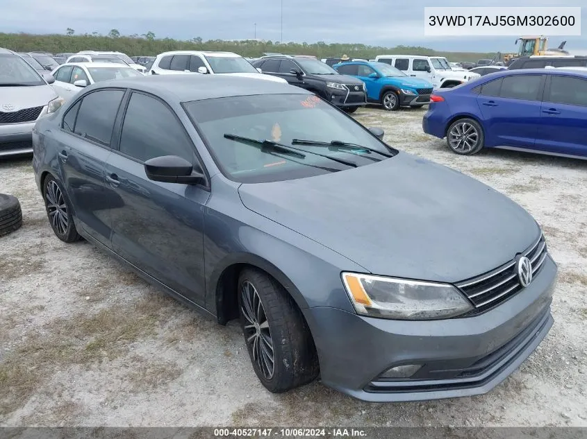 2016 Volkswagen Jetta Sport VIN: 3VWD17AJ5GM302600 Lot: 40527147