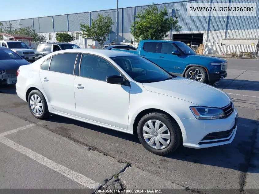 3VW267AJ3GM326080 2016 Volkswagen Jetta 1.4T S