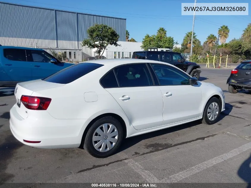 3VW267AJ3GM326080 2016 Volkswagen Jetta 1.4T S