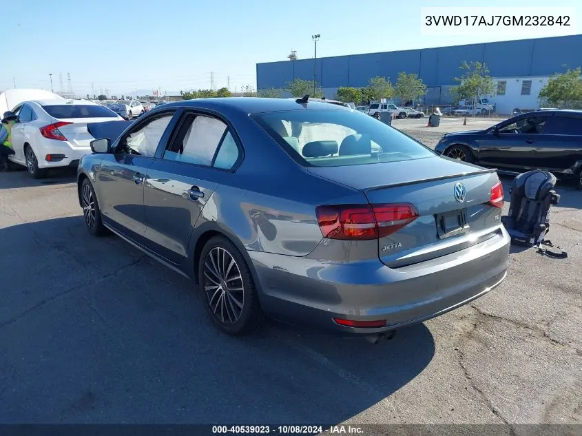 3VWD17AJ7GM232842 2016 Volkswagen Jetta 1.8T Sport