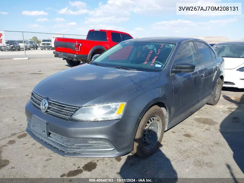 2016 Volkswagen Jetta 1.4T S VIN: 3VW267AJ7GM208131 Lot: 40540183