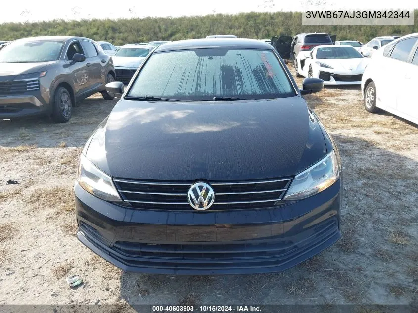 3VWB67AJ3GM342344 2016 Volkswagen Jetta 1.4T Se