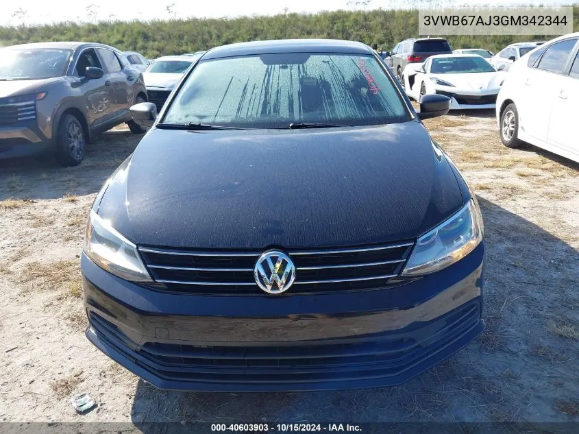 3VWB67AJ3GM342344 2016 Volkswagen Jetta 1.4T Se