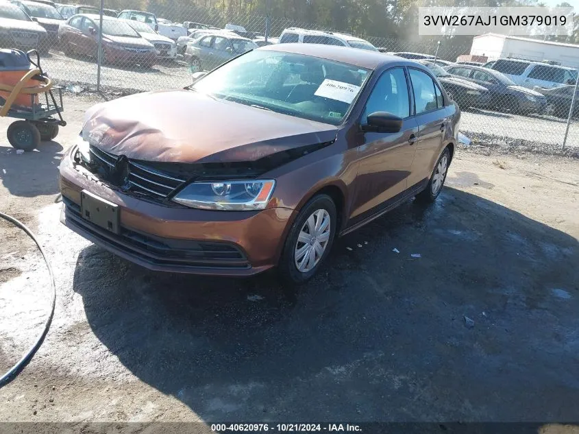 2016 Volkswagen Jetta 1.4T S VIN: 3VW267AJ1GM379019 Lot: 40620976