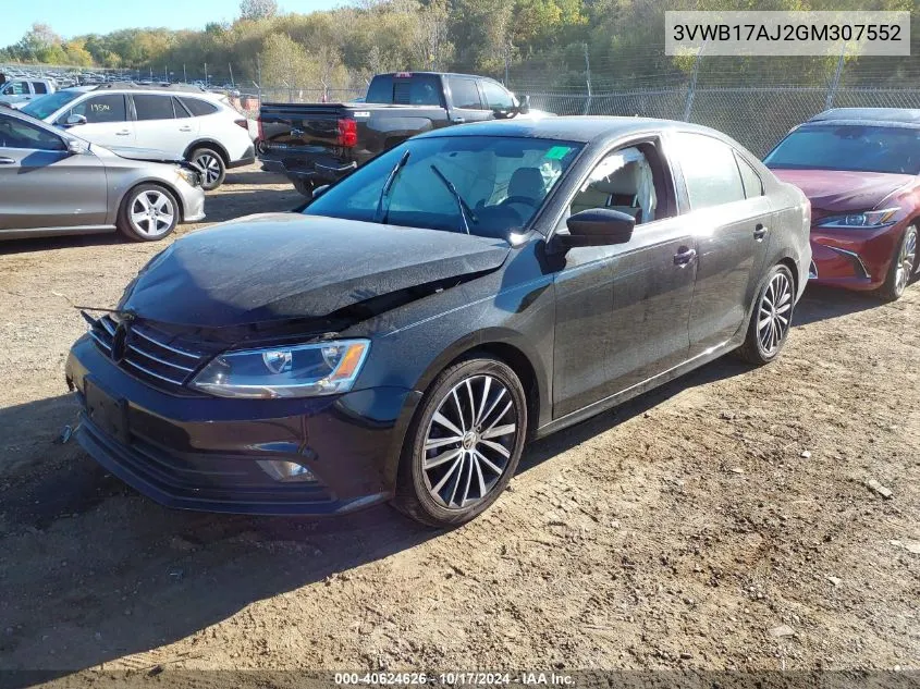 2016 Volkswagen Jetta 1.8T Sport VIN: 3VWB17AJ2GM307552 Lot: 40624626