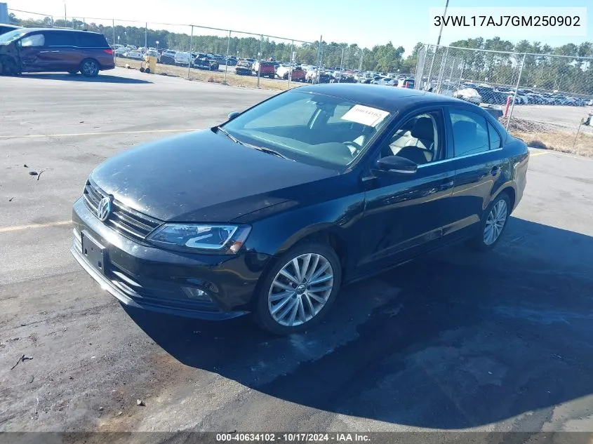 2016 Volkswagen Jetta 1.8T Sel VIN: 3VWL17AJ7GM250902 Lot: 40634102