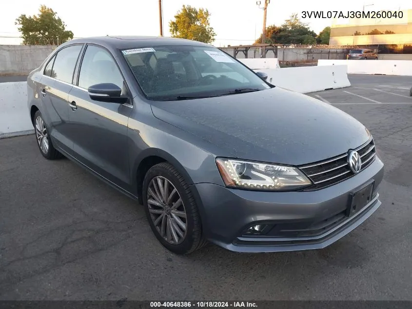 2016 Volkswagen Jetta 1.8T Sel VIN: 3VWL07AJ3GM260040 Lot: 40648386