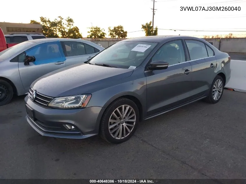 2016 Volkswagen Jetta 1.8T Sel VIN: 3VWL07AJ3GM260040 Lot: 40648386